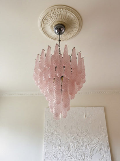Lira Handblown Glass Drop Chandelier 26" D 52 Drops Pink