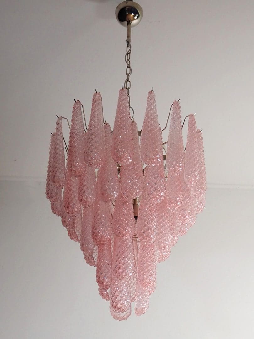 Lira Handblown Glass Drop Chandelier 26" D 52 Drops Pink