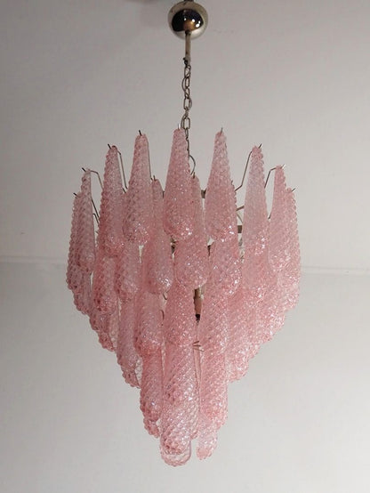 Lira Handblown Glass Drop Chandelier 26" D 52 Drops Pink