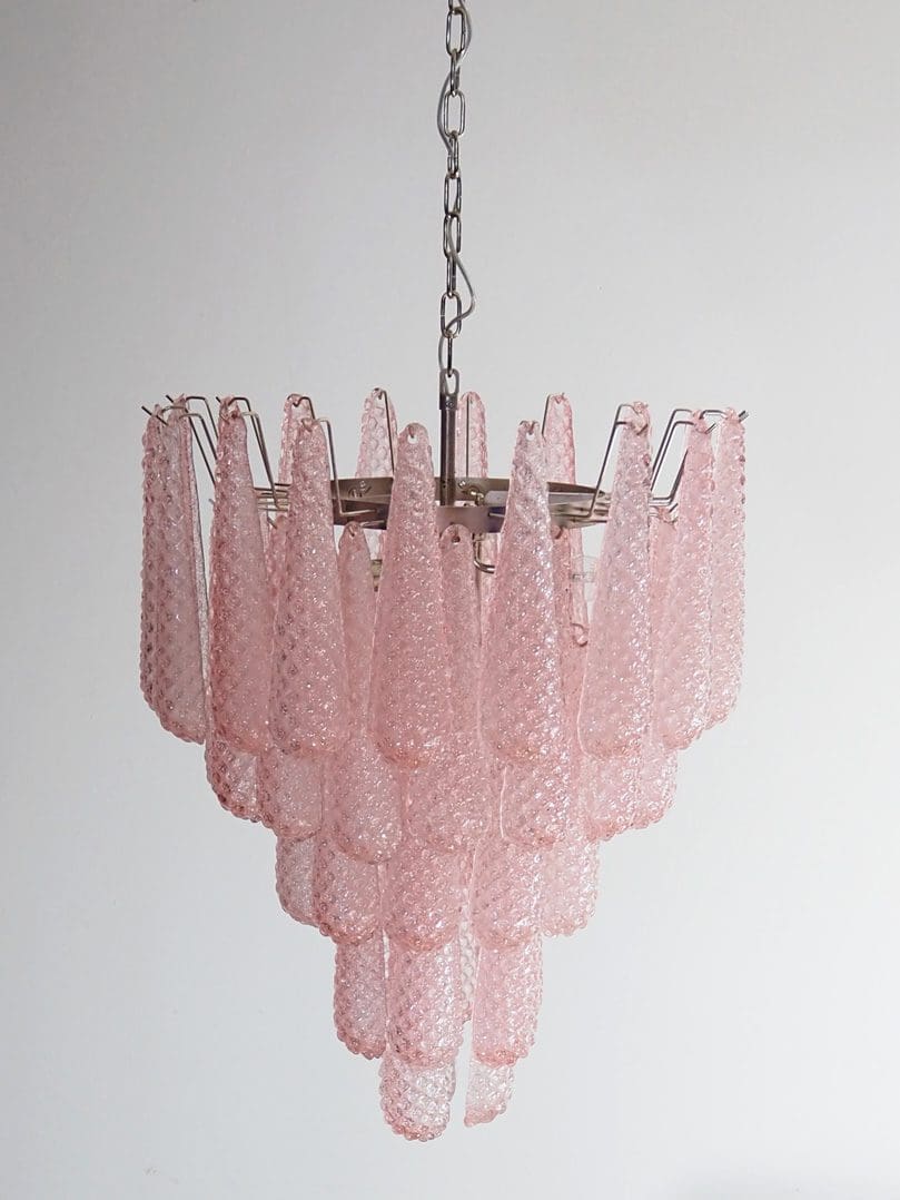 Lira Handblown Glass Drop Chandelier 26" D 52 Drops Pink