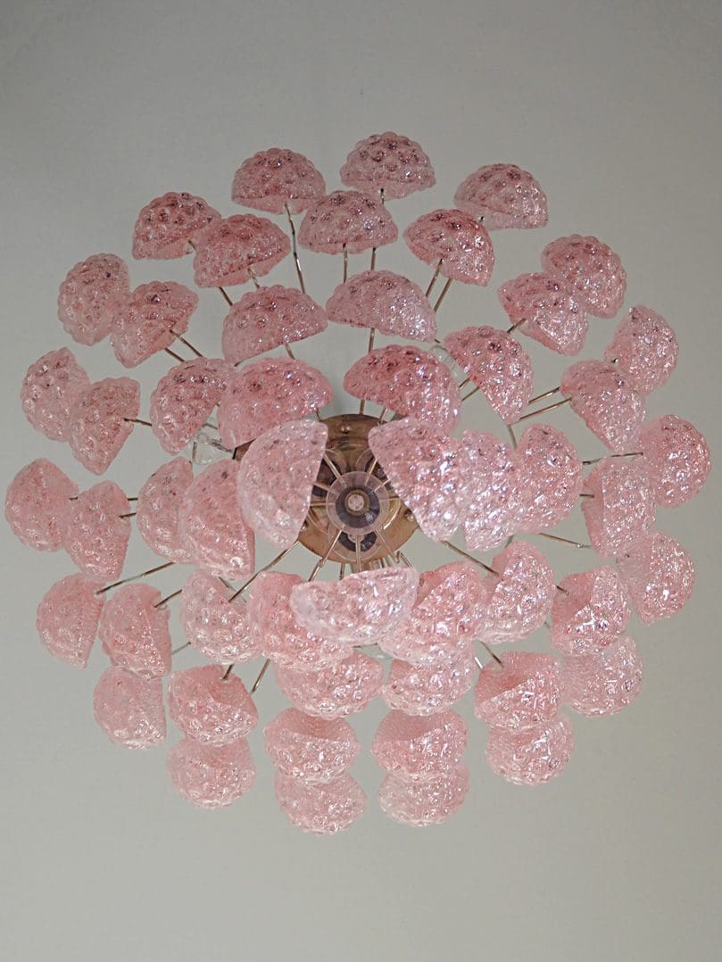 Lira Handblown Glass Drop Chandelier 26" D 52 Drops Pink