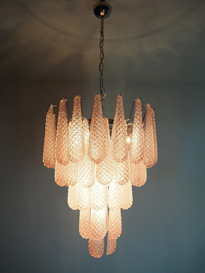 Lira Handblown Glass Drop Chandelier 26" D 52 Drops Pink