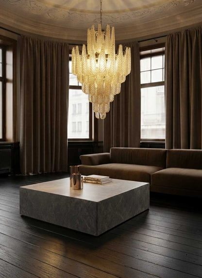 Lira Handblown Glass Drop Chandelier 30"D 85 Drops Amber