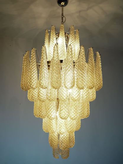 Lira Handblown Glass Drop Chandelier 30"D 85 Drops Amber