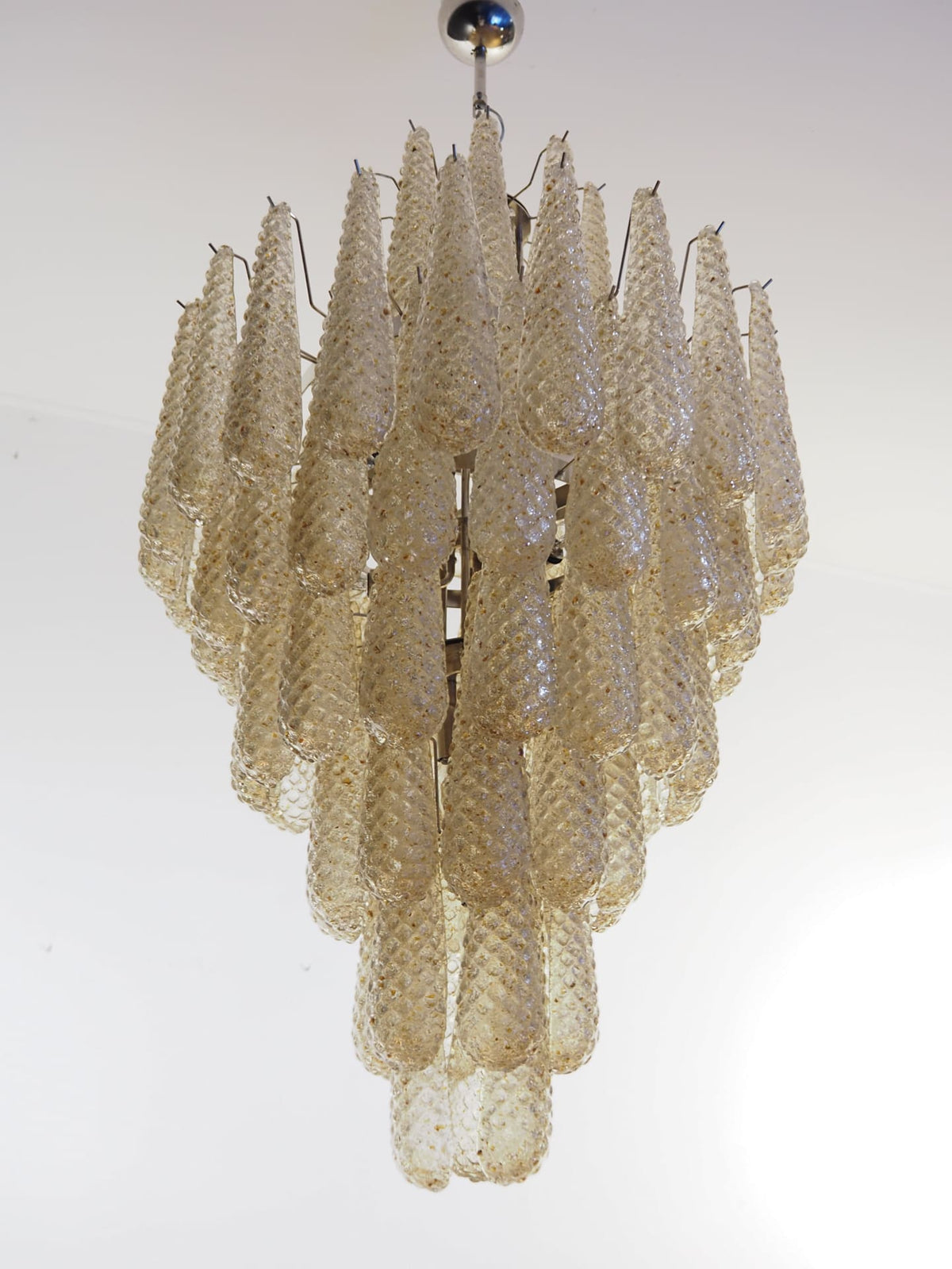 Lira Handblown Glass Drop Chandelier 30"D 85 Drops Amber