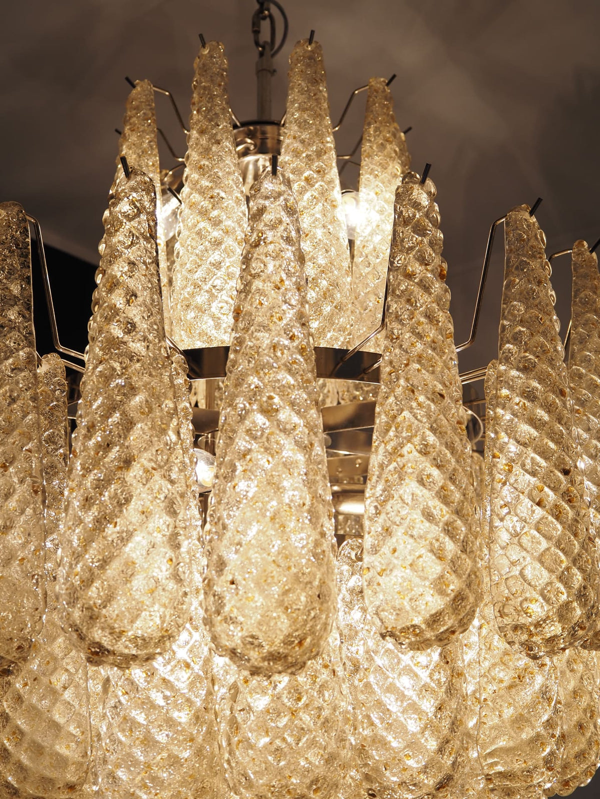 Lira Handblown Glass Drop Chandelier 30"D 85 Drops Amber