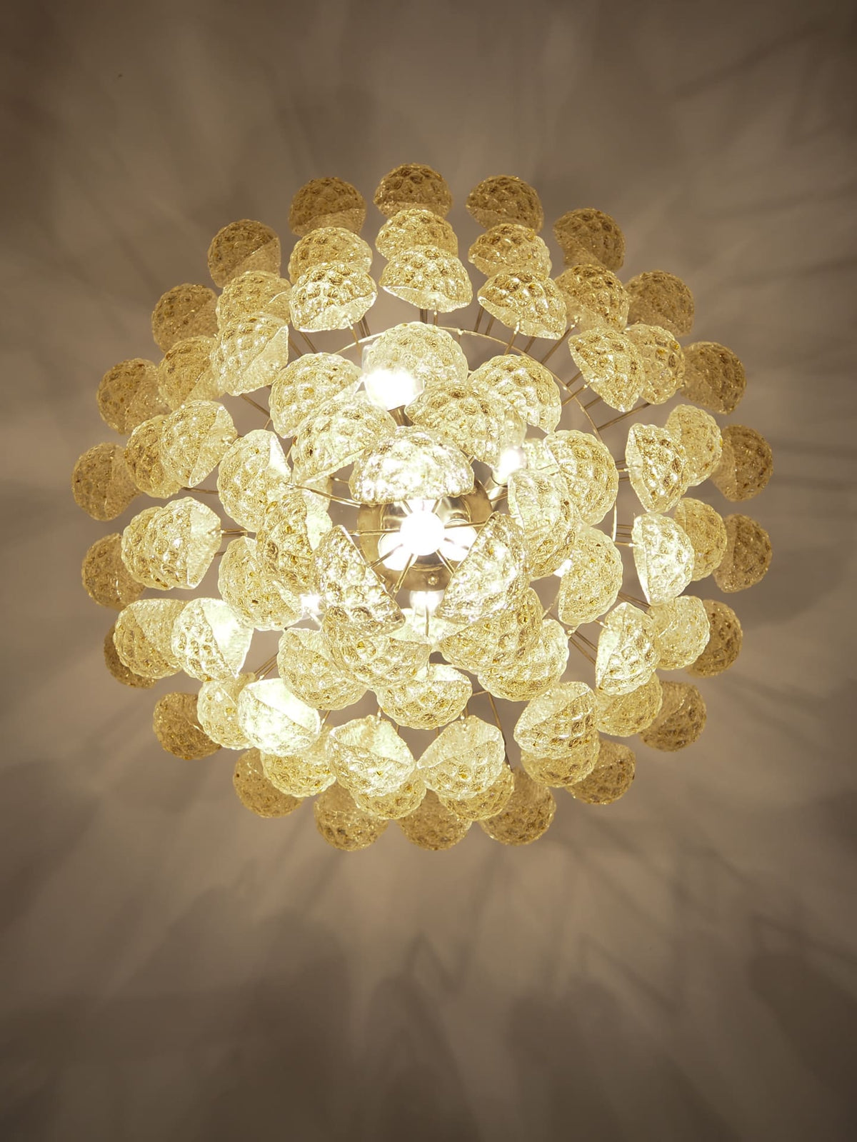 Lira Handblown Glass Drop Chandelier 30"D 85 Drops Amber