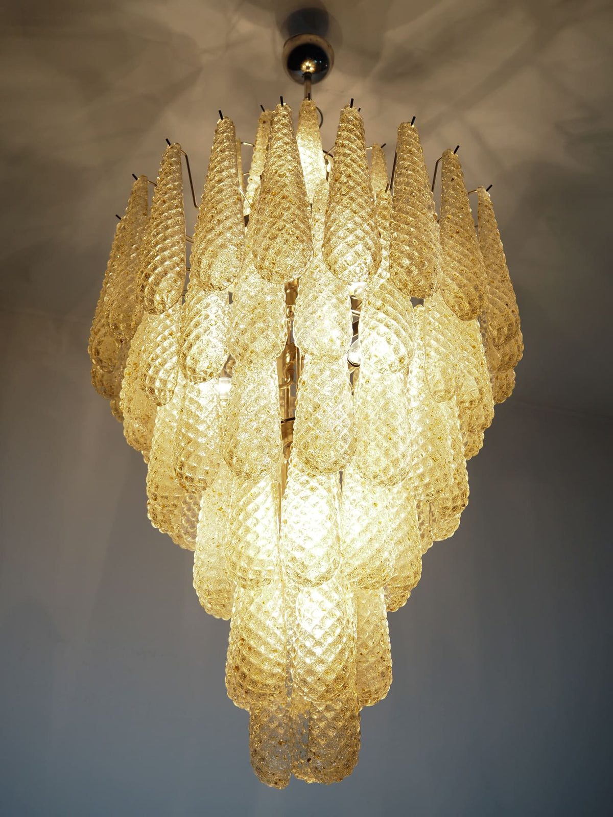 Lira Handblown Glass Drop Chandelier 30"D 85 Drops Amber