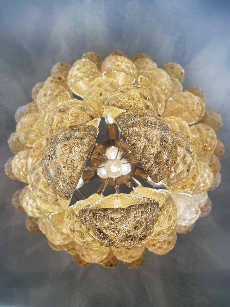 Lira Handblown Glass Drop Chandelier 30"D 75 Drops Amber