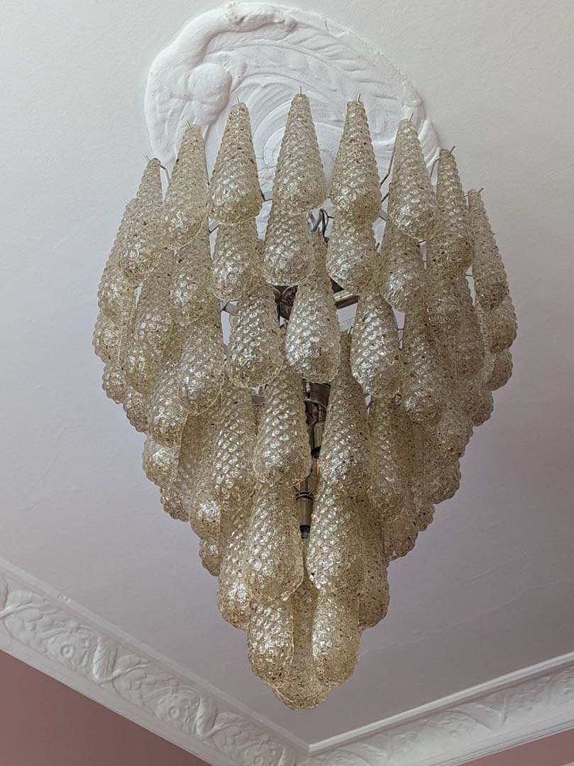 Lira Handblown Glass Drop Chandelier 30"D 75 Drops Amber