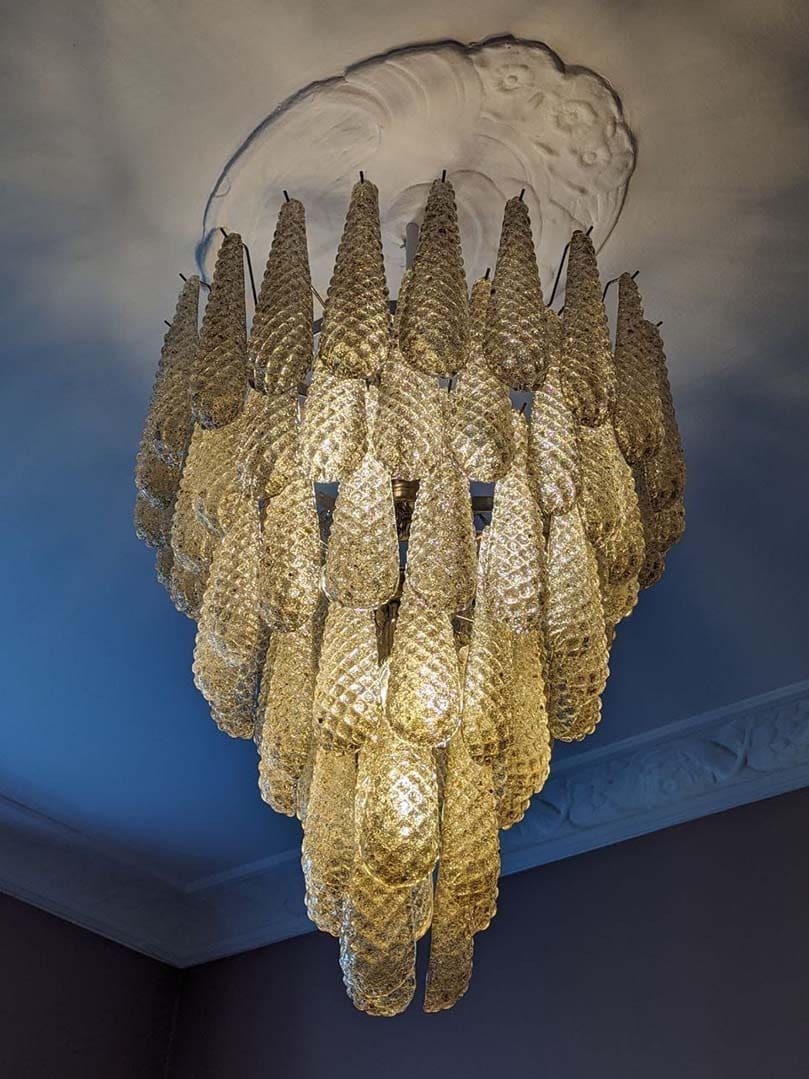Lira Handblown Glass Drop Chandelier 30"D 75 Drops Amber
