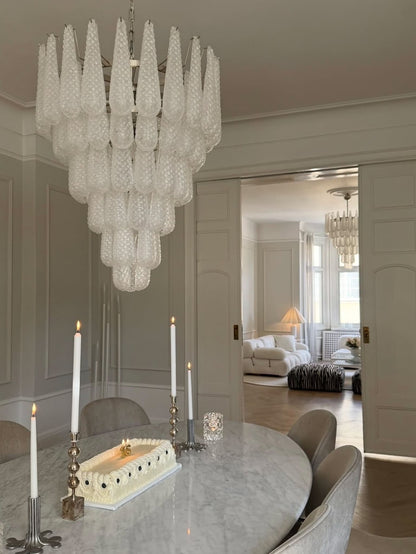 Lira Handblown Glass Drop Chandelier 30"D 75 Drops Clear