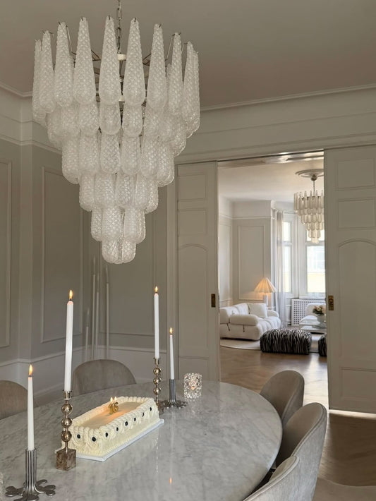 Lira Handblown Glass Drop Chandelier 30"D 75 Drops Clear