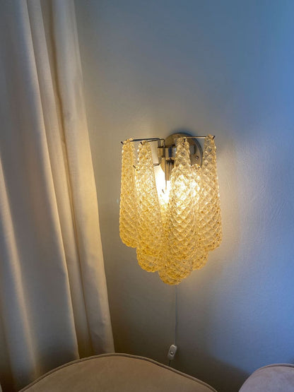 Lira Handblown Glass Drop Wall Sconce 14" 10 Pcs Drops Amber