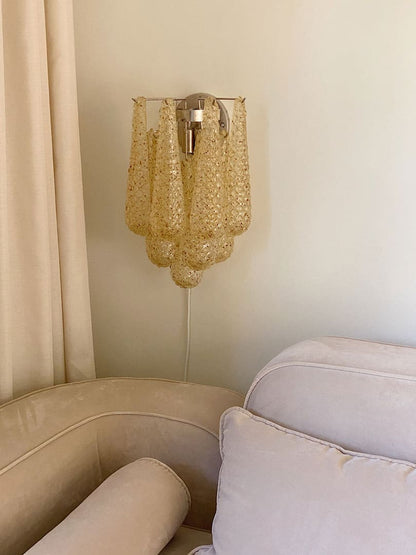 Lira Handblown Glass Drop Wall Sconce 14" 10 Pcs Drops Amber