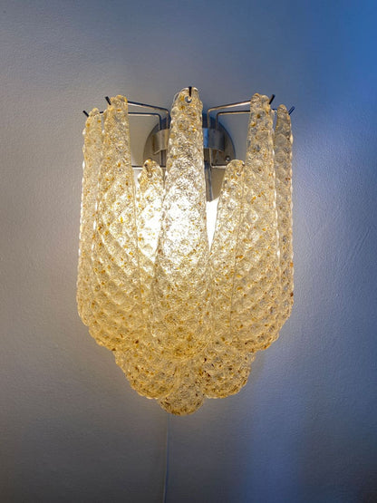 Lira Handblown Glass Drop Wall Sconce 14" 10 Pcs Drops Amber