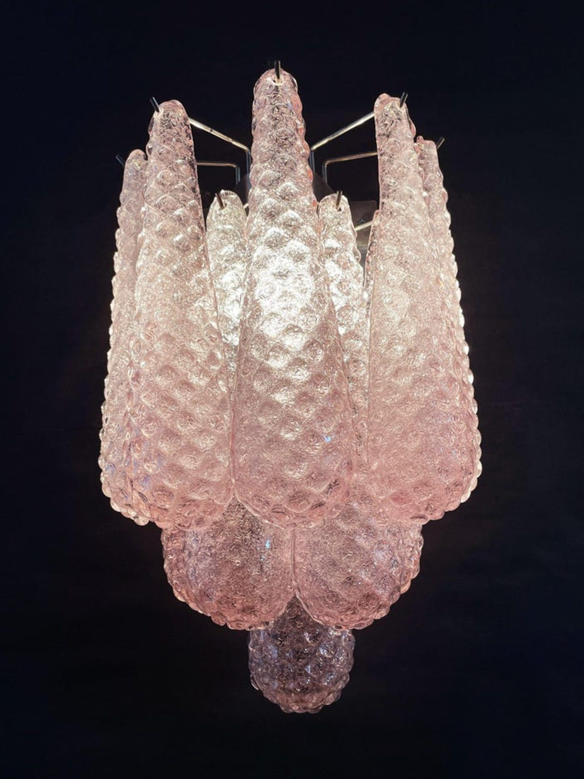 Lira Handblown Glass Drop Wall Sconce 14" 10 Pcs Drops Pink