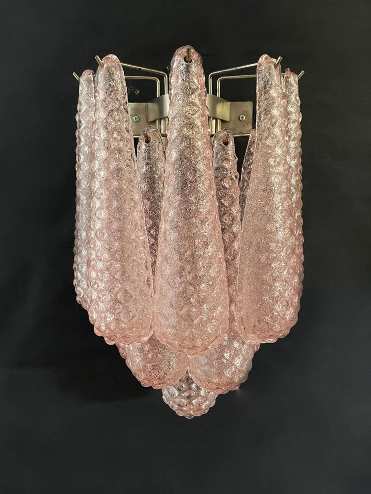 Lira Handblown Glass Drop Wall Sconce 14" 10 Pcs Drops Pink