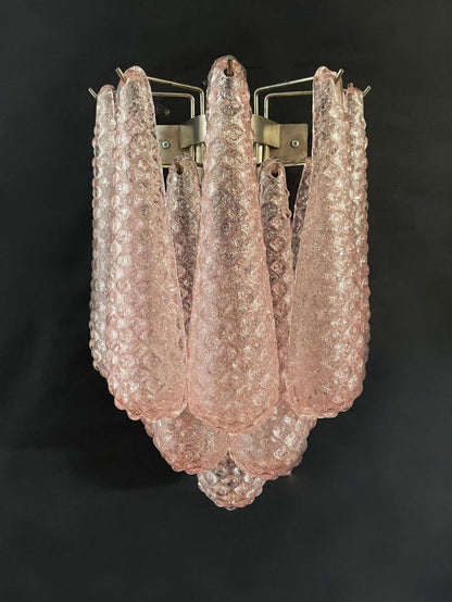 Lira Handblown Glass Drop Wall Sconce 14" 10 Pcs Drops Pink