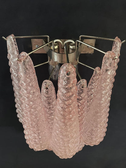 Lira Handblown Glass Drop Wall Sconce 14" 10 Pcs Drops Pink