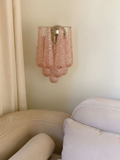 Lira Handblown Glass Drop Wall Sconce 14" 10 Pcs Drops Pink