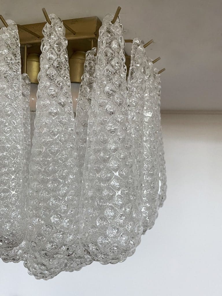 Lira Handblown Glass Flush Mount Ceiling Light 14"D 32 Drops Clear