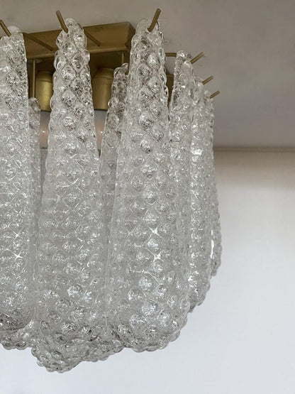 Lira Handblown Glass Flush Mount Ceiling Light 14"D 32 Drops Clear