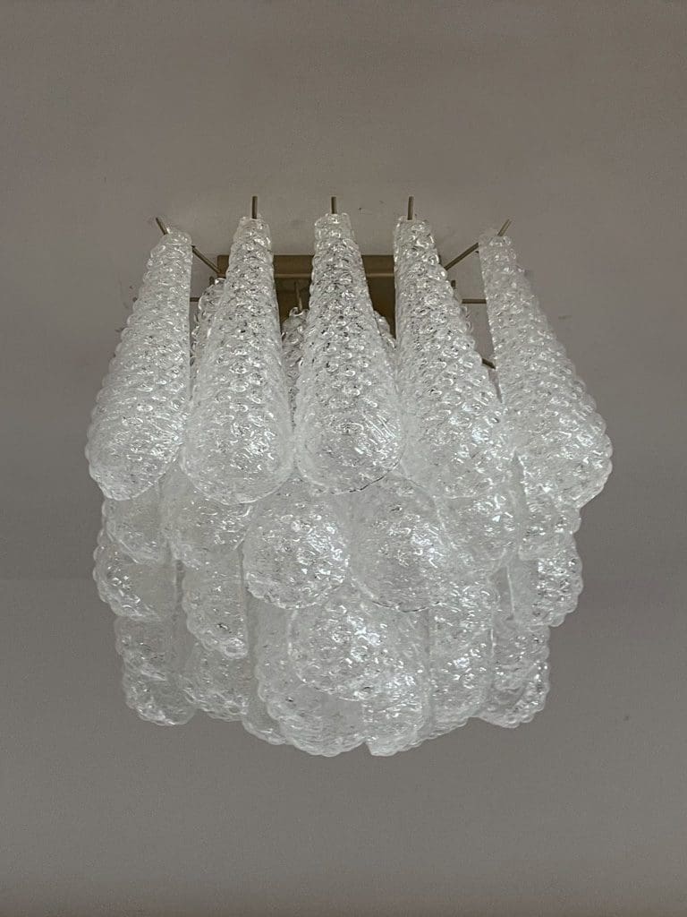 Lira Handblown Glass Flush Mount Ceiling Light 14"D 32 Drops Clear