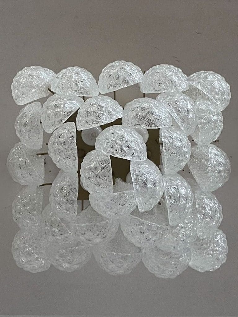 Lira Handblown Glass Flush Mount Ceiling Light 14"D 32 Drops Clear