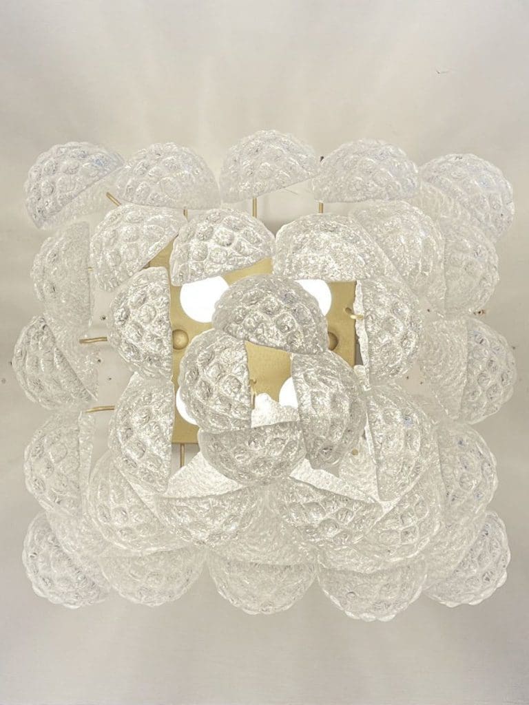 Lira Handblown Glass Flush Mount Ceiling Light 14"D 32 Drops Clear