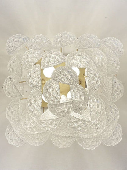 Lira Handblown Glass Flush Mount Ceiling Light 14"D 32 Drops Clear
