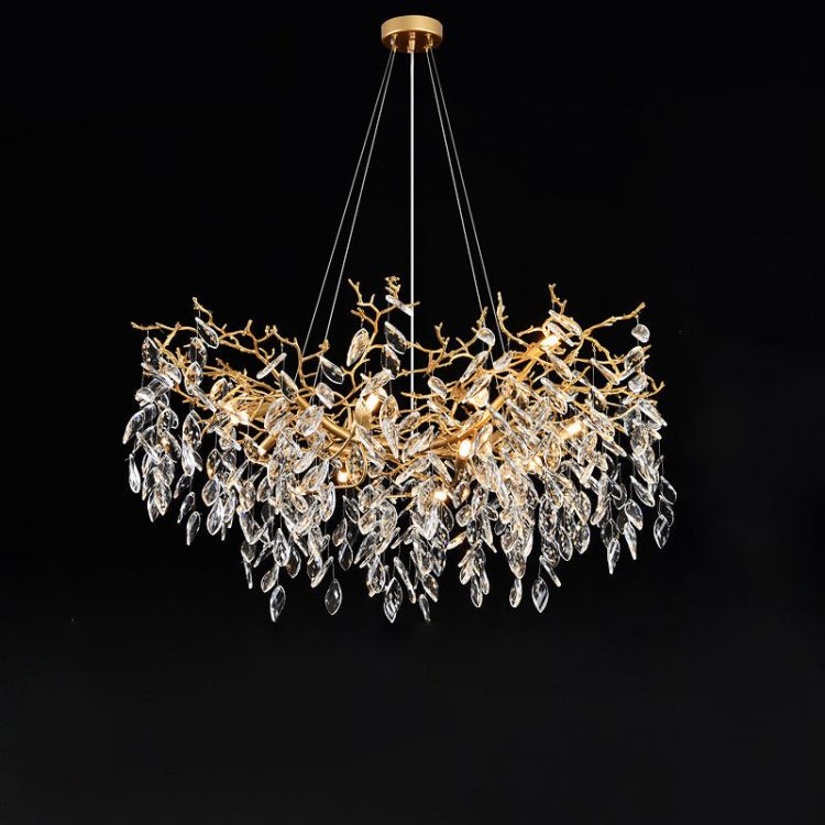 Gold Chandeliers Tree Branch Kitchen, Modern Crystal Chandelier