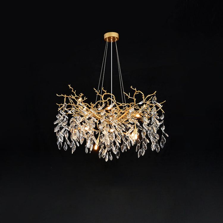 Gold Chandeliers Tree Branch Kitchen, Modern Crystal Chandelier
