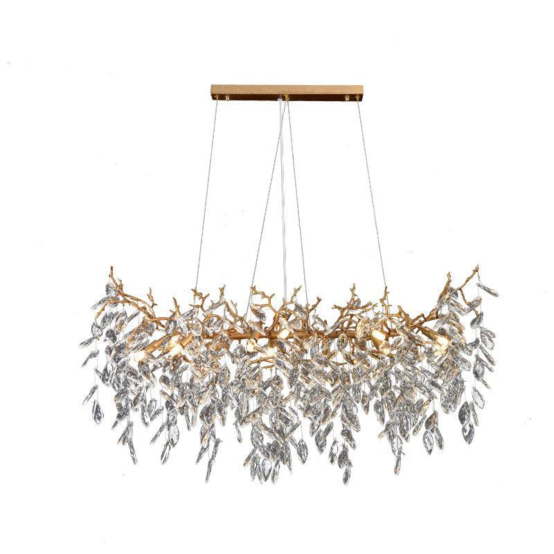 Teardrop Gold Contemporary Crystal Hanging Lighting Fixture For Dining Room