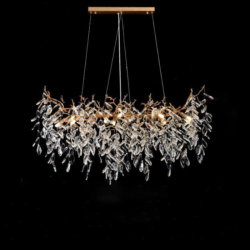 Teardrop Gold Contemporary Crystal Hanging Lighting Fixture For Dining Room