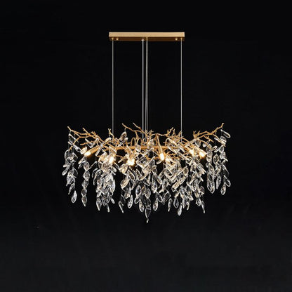 Lumanna Linear Gold Chandeliers Tree Branch Kitchen, Gold Chandelier
