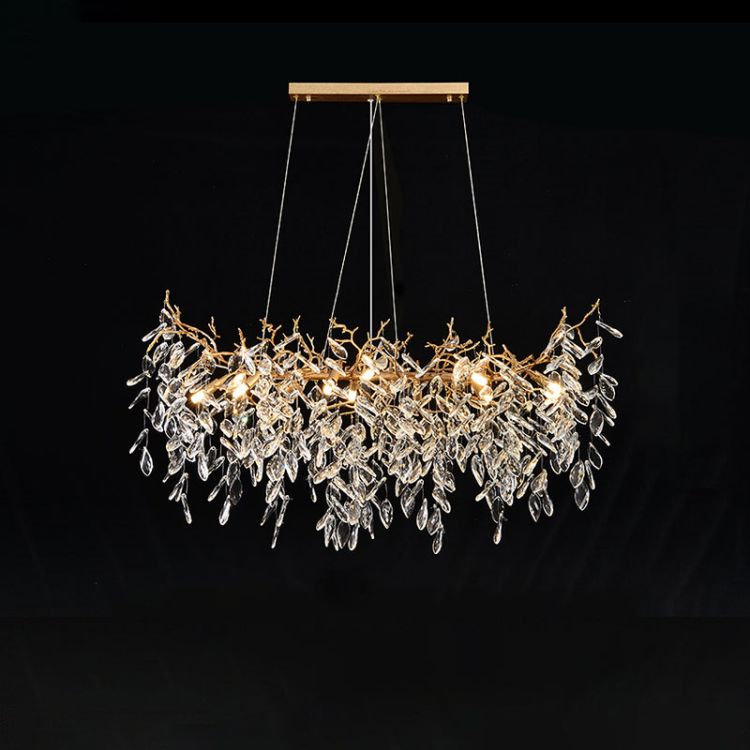 Lumanna Linear Gold Chandeliers Tree Branch Kitchen, Gold Chandelier