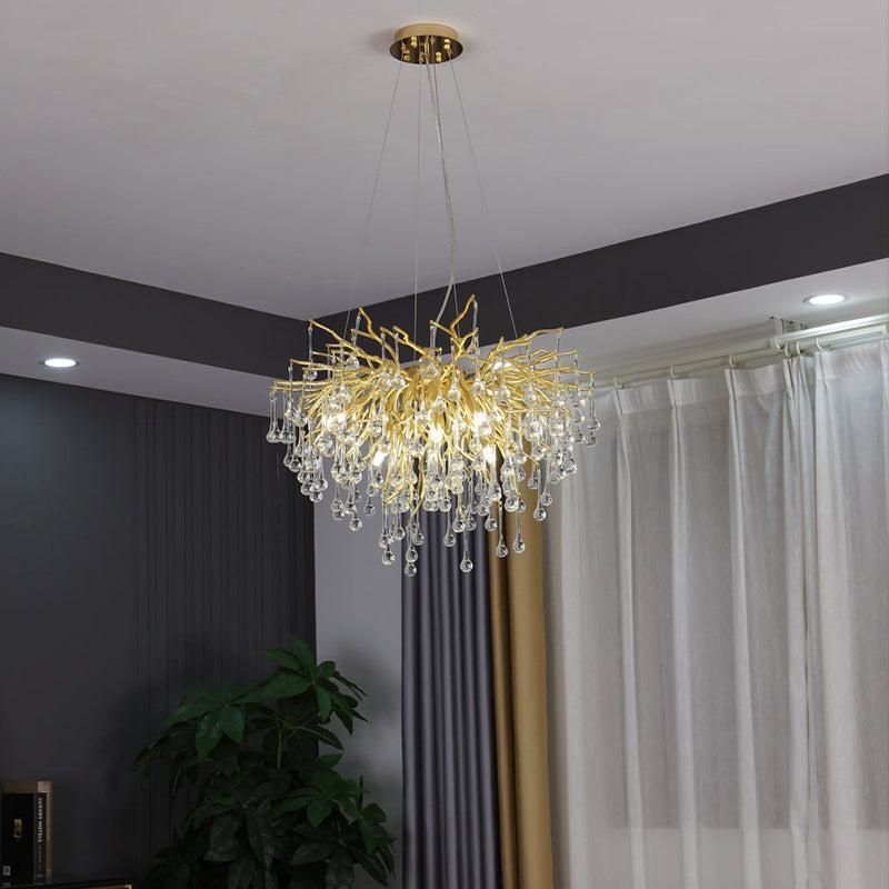 Aqua Modern Crystal Tree Branch Chandelier 23.6" D
