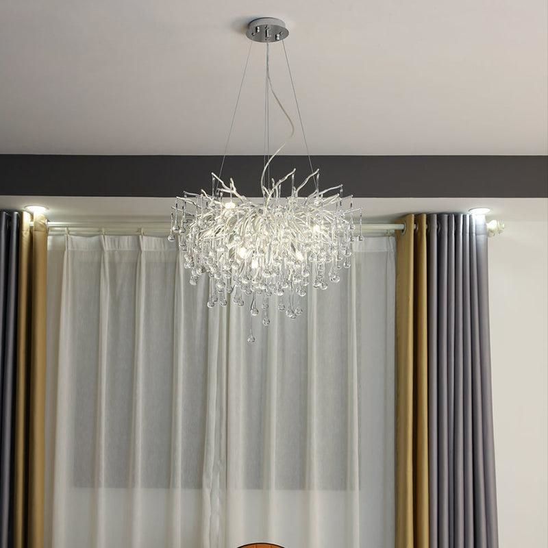 Aqua Modern Crystal Tree Branch Chandelier 23.6" D
