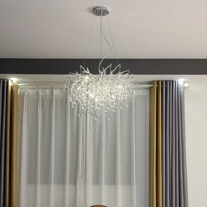Aqua Modern Crystal Tree Branch Chandelier 23.6" D