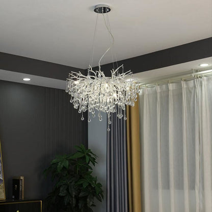 Aqua Modern Crystal Tree Branch Chandelier 23.6" D