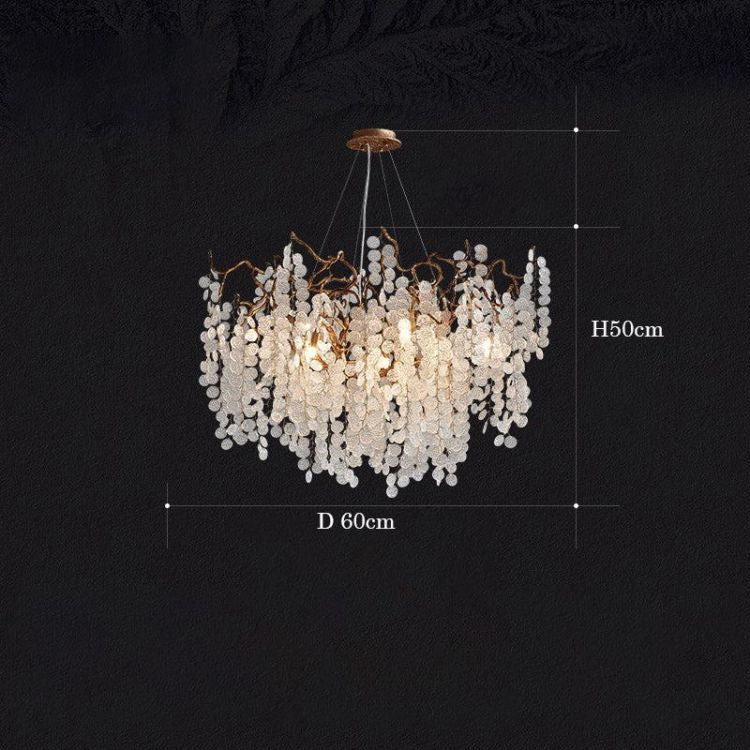 Akari Modern Gold Chandelier Light Fixture, Round Branch Chandelier