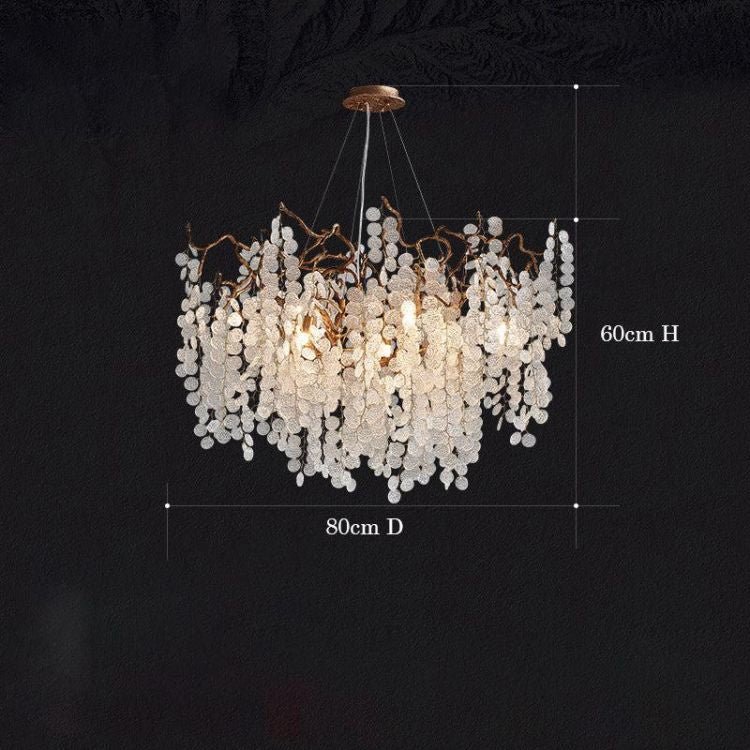Akari Modern Gold Chandelier Light Fixture, Round Branch Chandelier