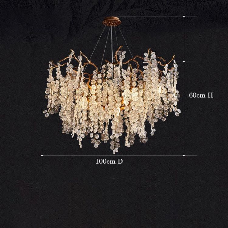 Akari Modern Gold Chandelier Light Fixture, Round Branch Chandelier