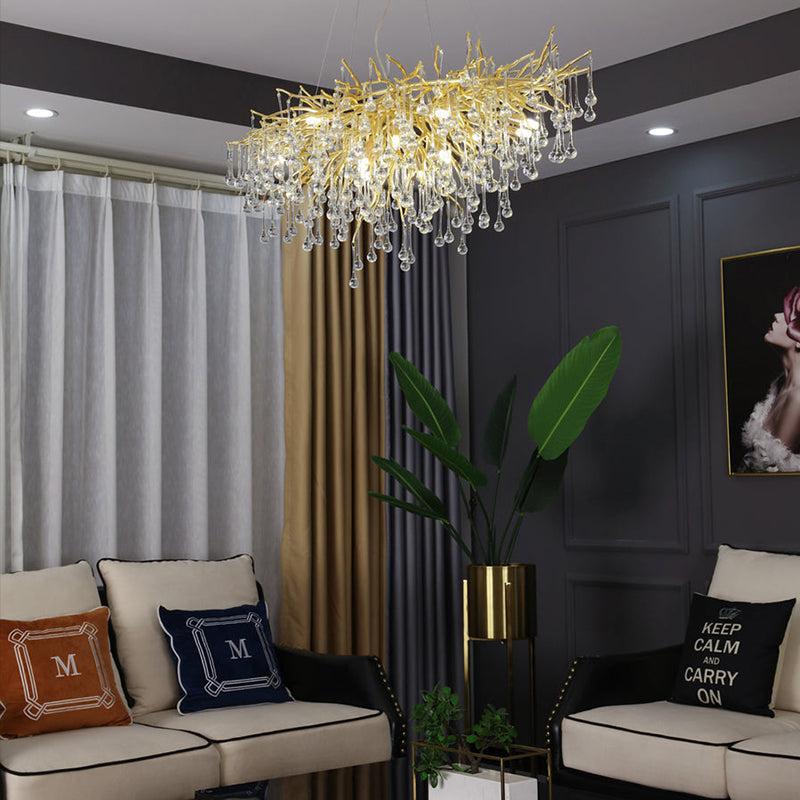 Aqua Modern Tree Branch Crystal Chandelier 47.5" L