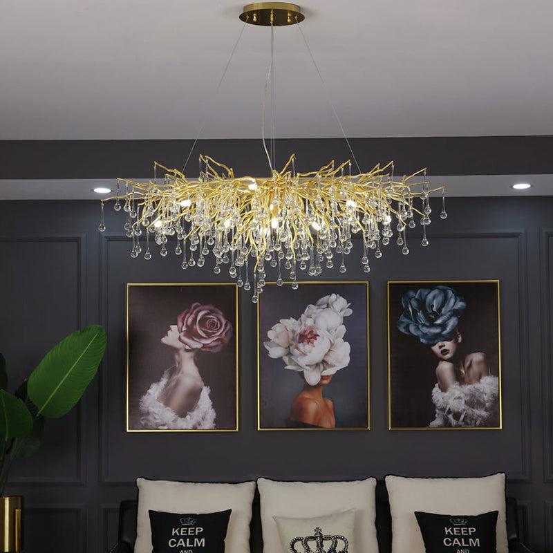 Aqua Modern Tree Branch Crystal Chandelier 47.5" L