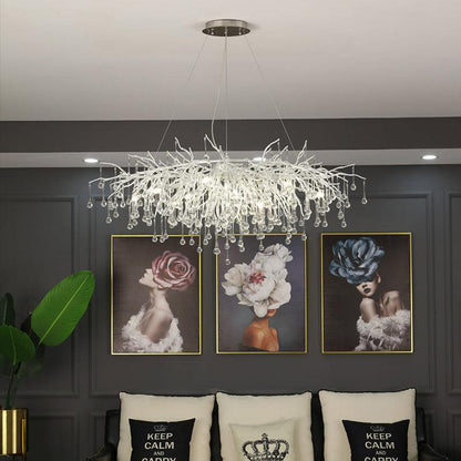 Aqua Modern Tree Branch Crystal Chandelier 47.5" L