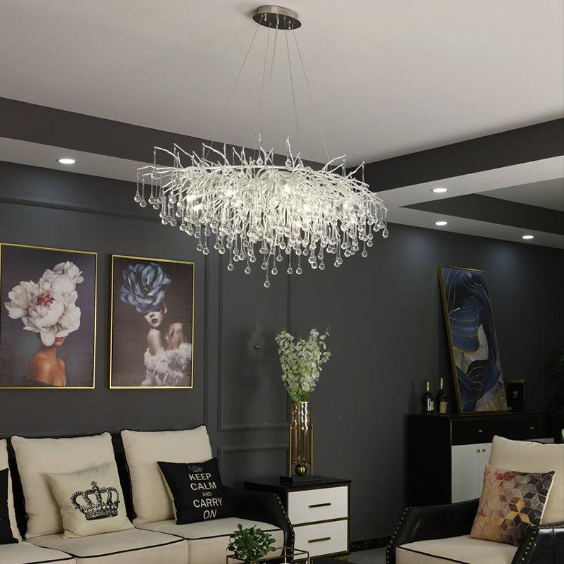 Aqua Modern Tree Branch Crystal Chandelier 47.5" L
