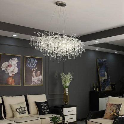 Aqua Modern Tree Branch Crystal Chandelier 47.5" L