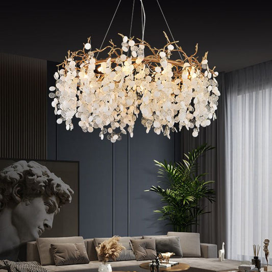 Akari Round Circle Fortune Tree Branch Round Chandelier